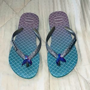 Havaianas kids  mermaid flip flops. Girls Size 13